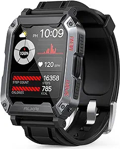 Smart Watch Rugged and Military with 5ATM Waterproof Bluetooth Call(Answer/Dial Calls) AI Assistant, Long-Lasting Battery Life, Multiple Sports Tracking, Health Monitoring, 2.02'' HD Display,N27